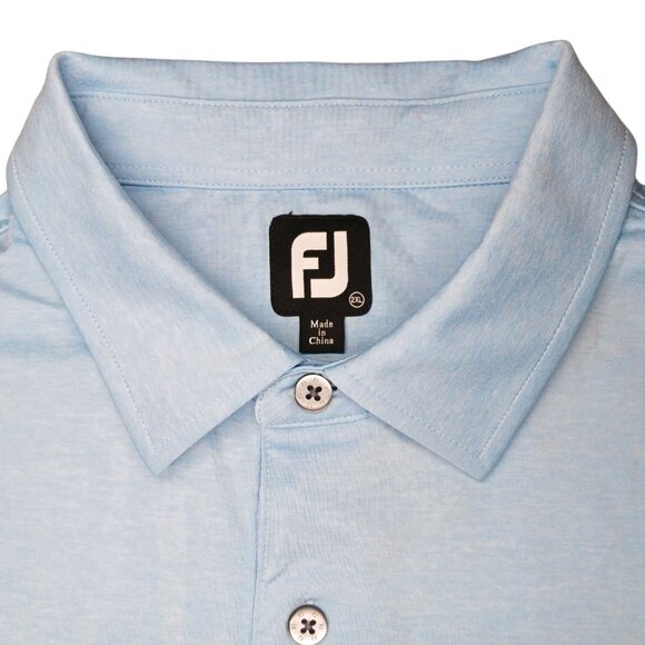 Footjoy Golf Polo Shirt Mens 2XL Heather Sky White Navy Colorblock Lisle 26070 - Picture 13 of 16